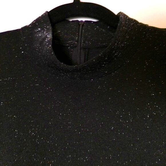 Vintage Mock Turtleneck Black Large metallic knit top short sleeve dressy classy - Picture 3 of 5